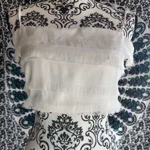 Polly White Fringe Cropped Tank